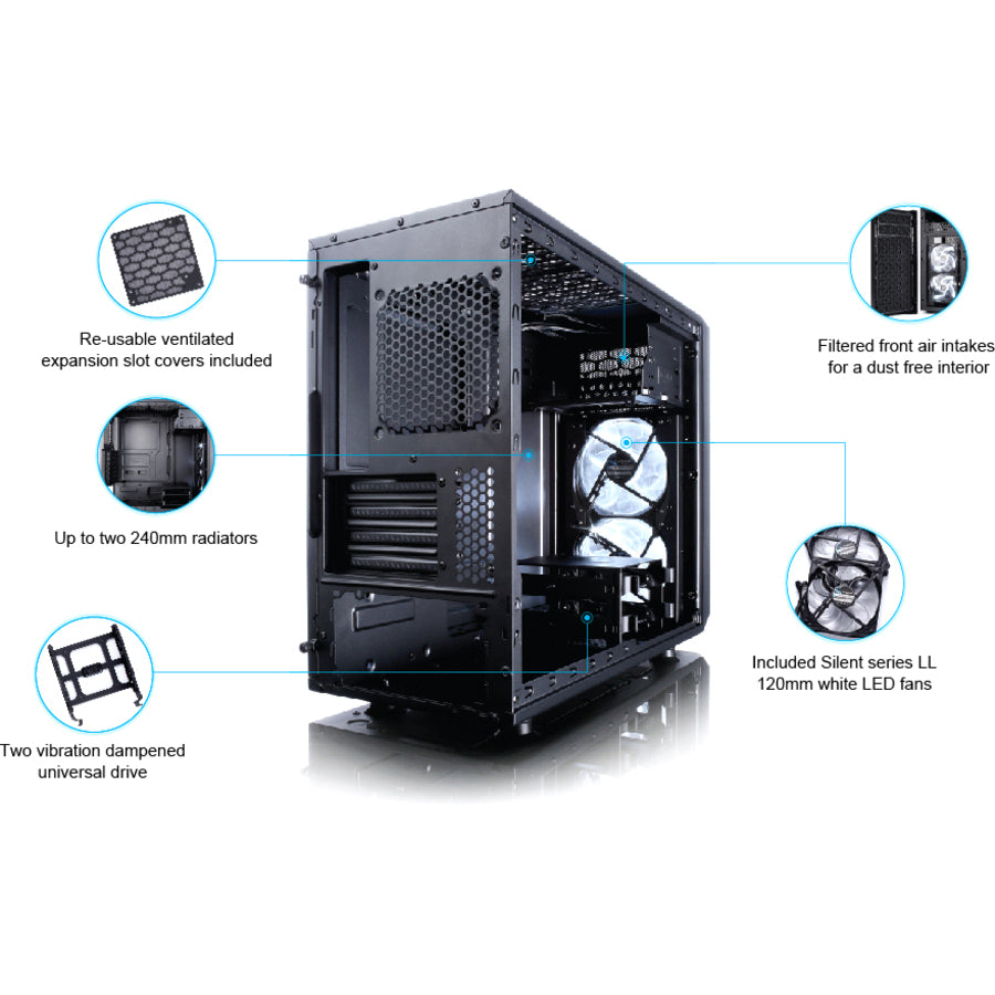 Fractal Design Focus G Computer Case with Side Window FD-CA-FOCUS-BK-W