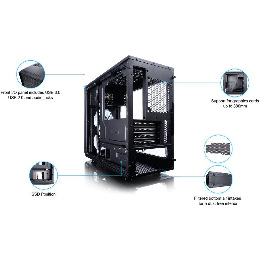 Fractal Design Focus G Computer Case with Side Window FD-CA-FOCUS-BK-W