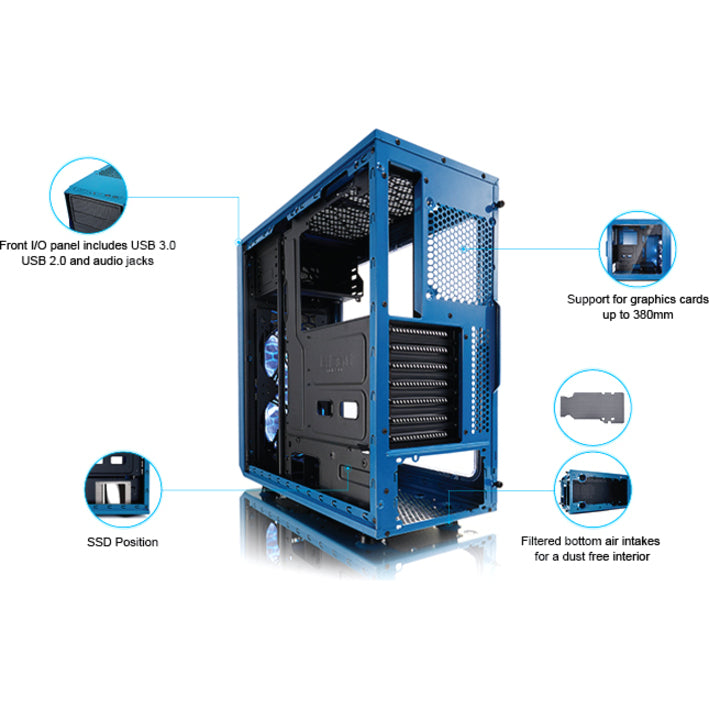 Fractal Design Focus G Computer Case with Windowed Side Panel FD-CA-FOCUS-BU-W