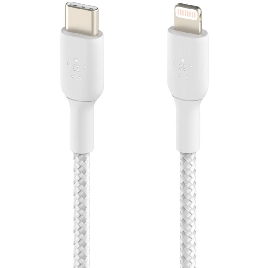 Belkin BoostCharge Braided USB-C to Lightning Cable (1 meter / 3.3 foot, White) CAA004BT1MWH