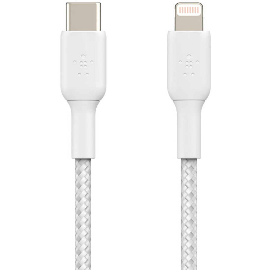 Belkin BoostCharge Braided USB-C to Lightning Cable (1 meter / 3.3 foot, White) CAA004BT1MWH