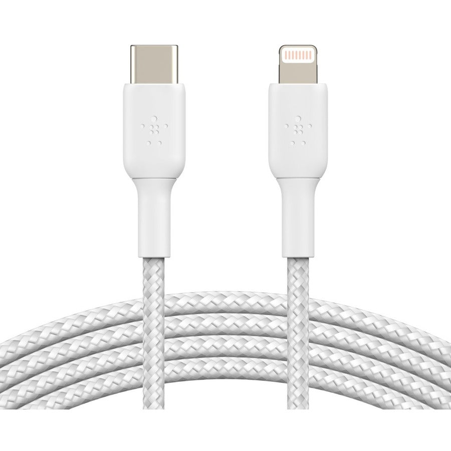 Belkin BoostCharge Braided USB-C to Lightning Cable (1 meter / 3.3 foot, White) CAA004BT1MWH