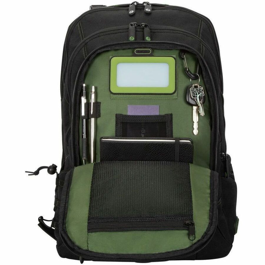 Targus Spruce EcoSmart TBB013US Carrying Case (Backpack) for 15.6" to 16" Notebook - Black/Green - TAA Compliant TBB013US