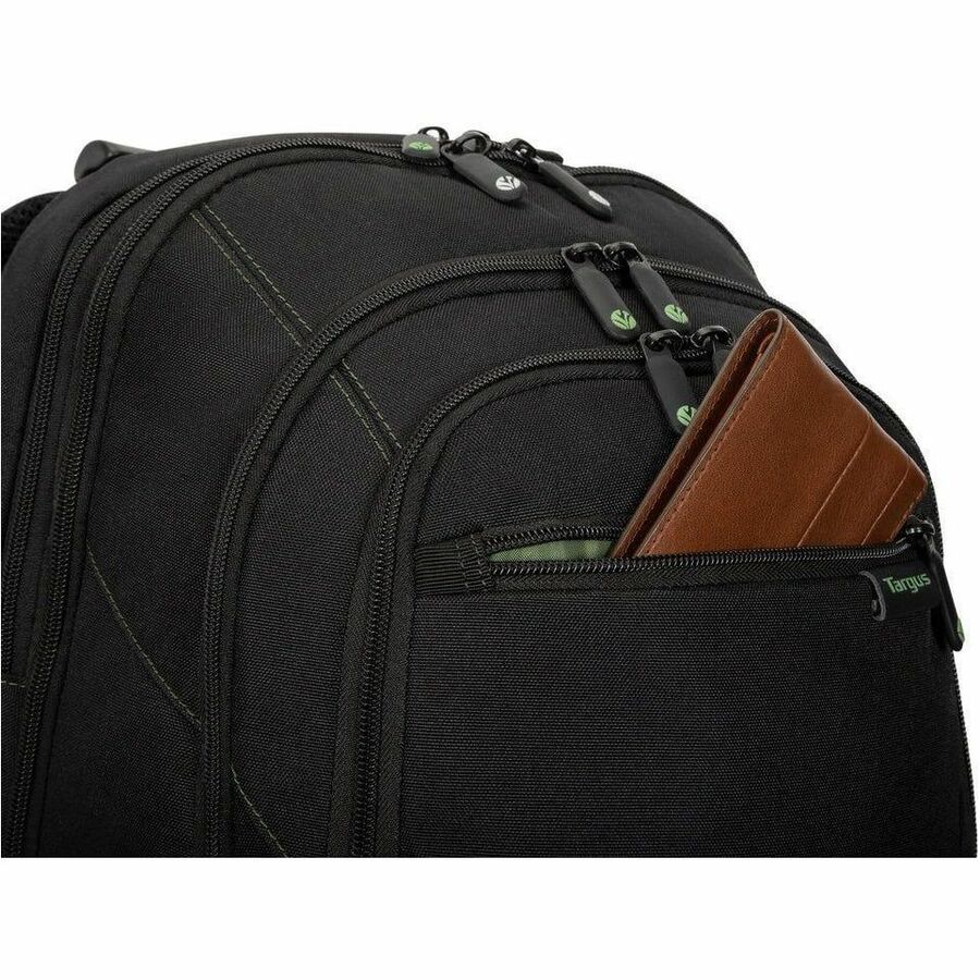 Targus Spruce EcoSmart TBB013US Carrying Case (Backpack) for 15.6" to 16" Notebook - Black/Green - TAA Compliant TBB013US