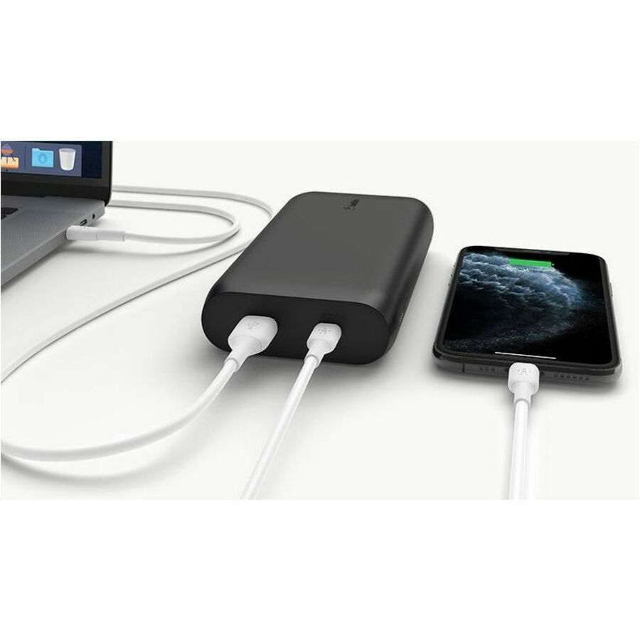 Belkin 30W USB-C 2-Port Power Bank - 20k mAh - 1xUSB-C (30W), 1xUSB-A (12W) - Portable Charger - Black BPB002BTBK