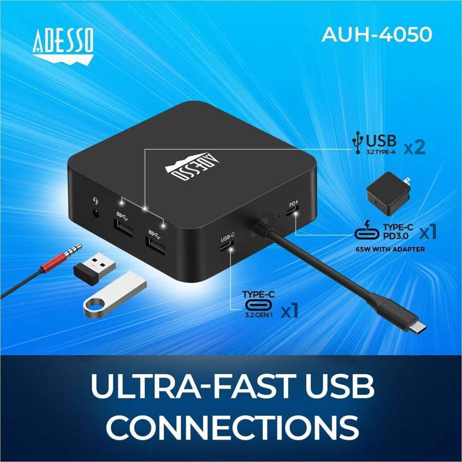 Adesso 11 in USB-C Multiport Docking Station(TAA Compliant) AUH-4050