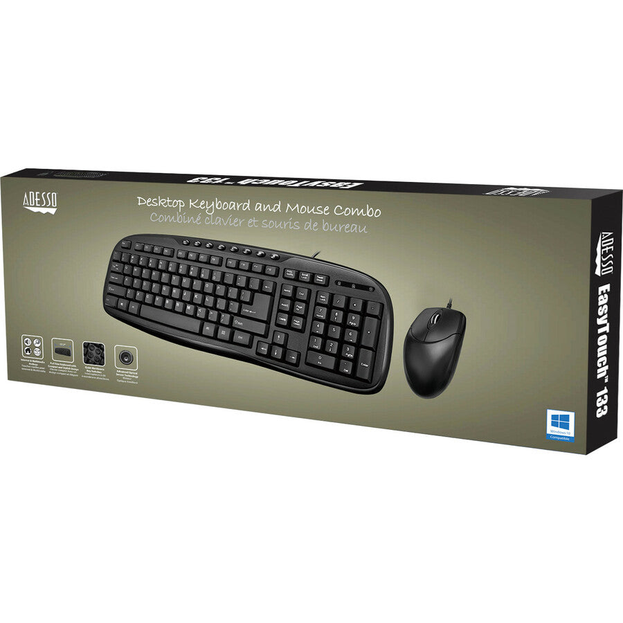 Adesso EasyTouch AKB-133CB Desktop USB Multimedia Keyboard and Mouse Combo AKB-133CB