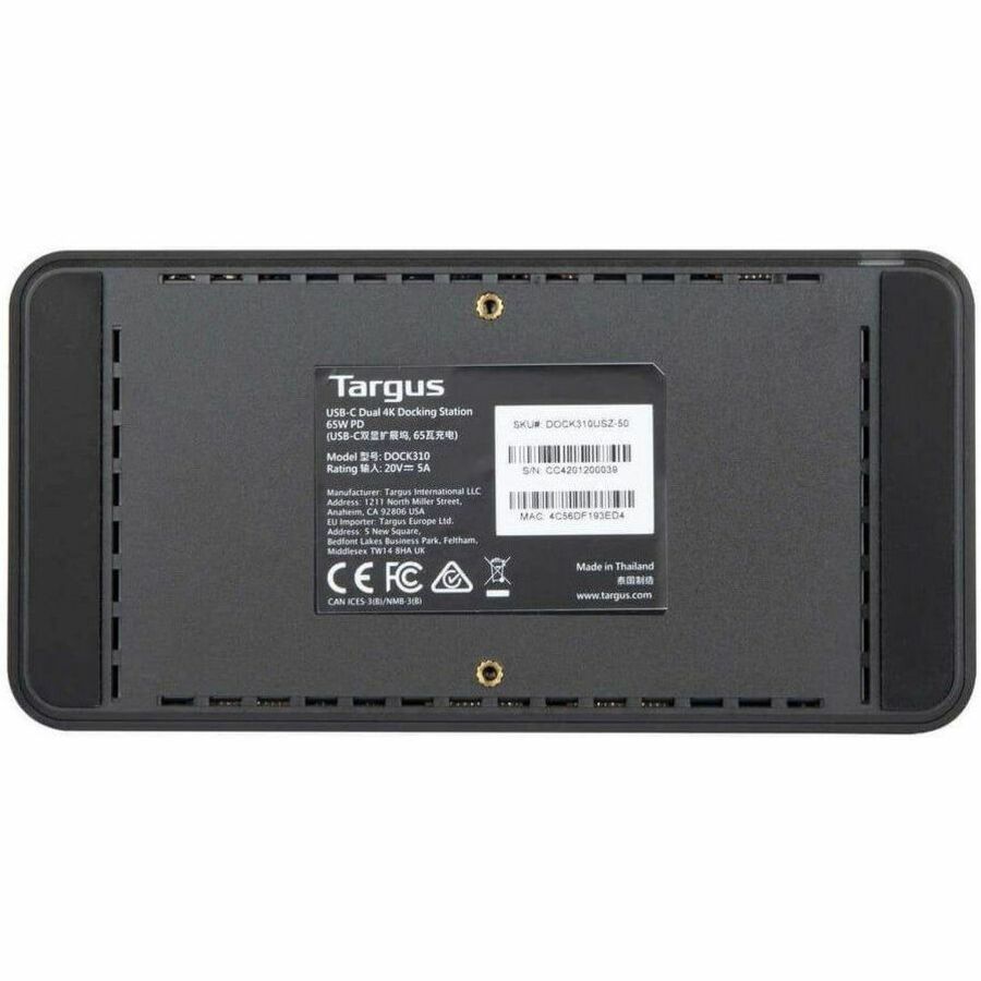 Targus Universal USB-C DV4K Docking Station with 65W Power Delivery DOCK310USZ