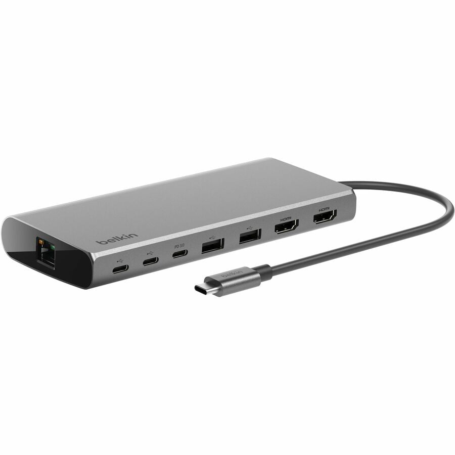 Belkin USB-C 8-in1 Dual Display Core Hub - Docking Station - 10 Gbps - 100W - 3xUSB-C, 2xUSB-A, 2xHDMI, Ethernet - 4K - Grey INC015BTSGY