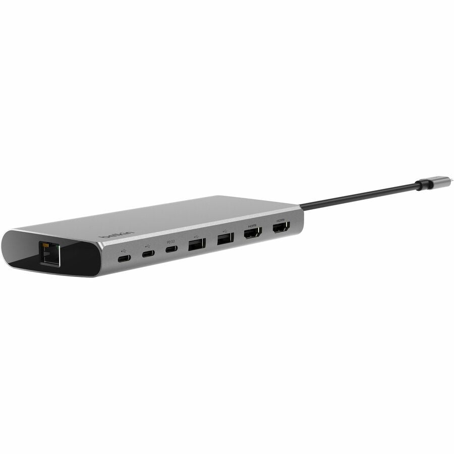 Belkin USB-C 8-in1 Dual Display Core Hub - Docking Station - 10 Gbps - 100W - 3xUSB-C, 2xUSB-A, 2xHDMI, Ethernet - 4K - Grey INC015BTSGY