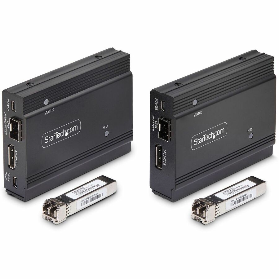 StarTech.com DisplayPort KVM Extender over Fiber Optic, 4K 60Hz, Console Extender Kit, Up to 984ft/300m (Multi-mode), 2x 10G SFP+ Modules FD121-KVM-EXTENDER