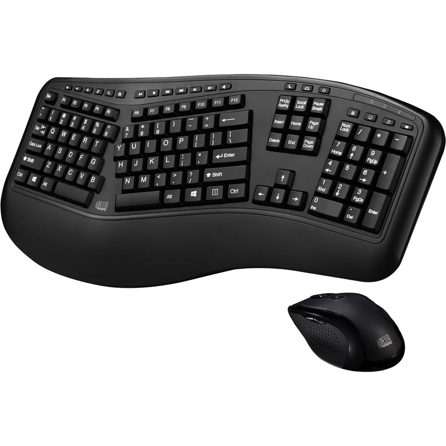 Adesso Tru-Form Media 1500 - Wireless Ergonomic Keyboard and Laser Mouse WKB-1500GB