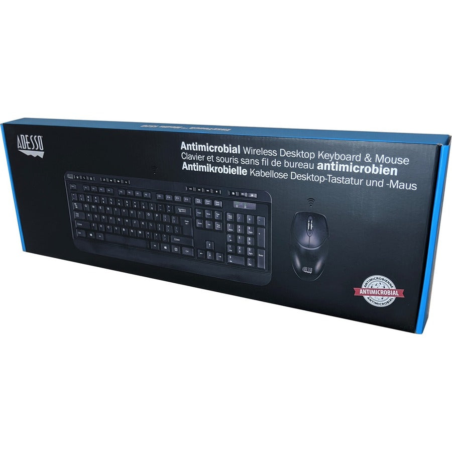 Adesso Antimicrobial Wireless Desktop Keyboard and Mouse WKB-1320CB