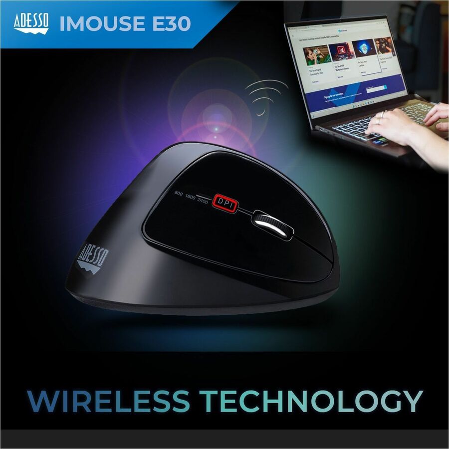 Adesso iMouse E30 - 2.4 GHz Wireless Vertical Programmable Mouse IMOUSE E30