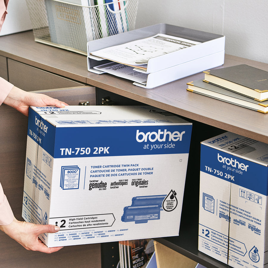 Brother TN-750 Original High Yield Laser Toner Cartridge - Twin-pack - Black - 2 / Box TN7502PK