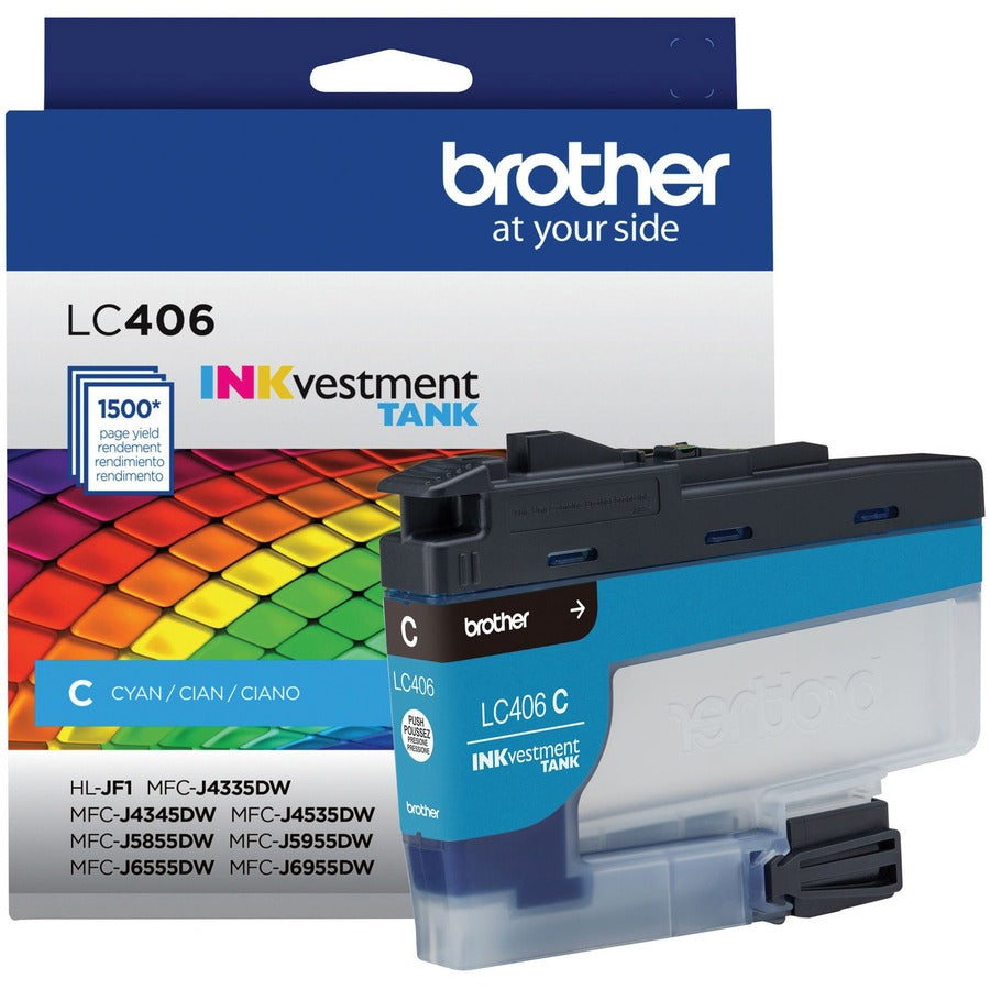 Brother INKvestment LC406C Original Standard Yield Inkjet Ink Cartridge - Single Pack - Cyan - 1 Each LC406CS