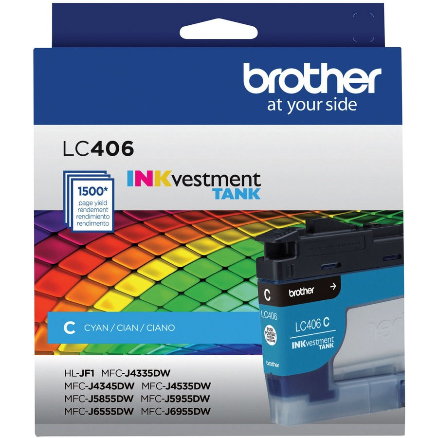 Brother INKvestment LC406C Original Standard Yield Inkjet Ink Cartridge - Single Pack - Cyan - 1 Each LC406CS