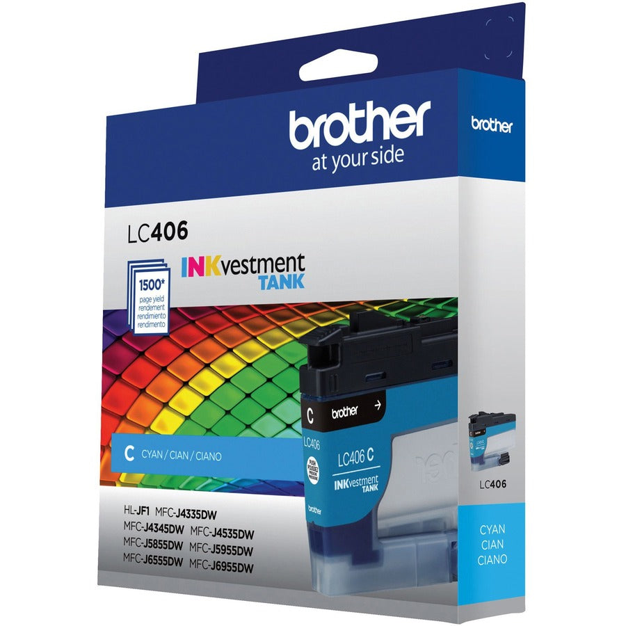 Brother INKvestment LC406C Original Standard Yield Inkjet Ink Cartridge - Single Pack - Cyan - 1 Each LC406CS