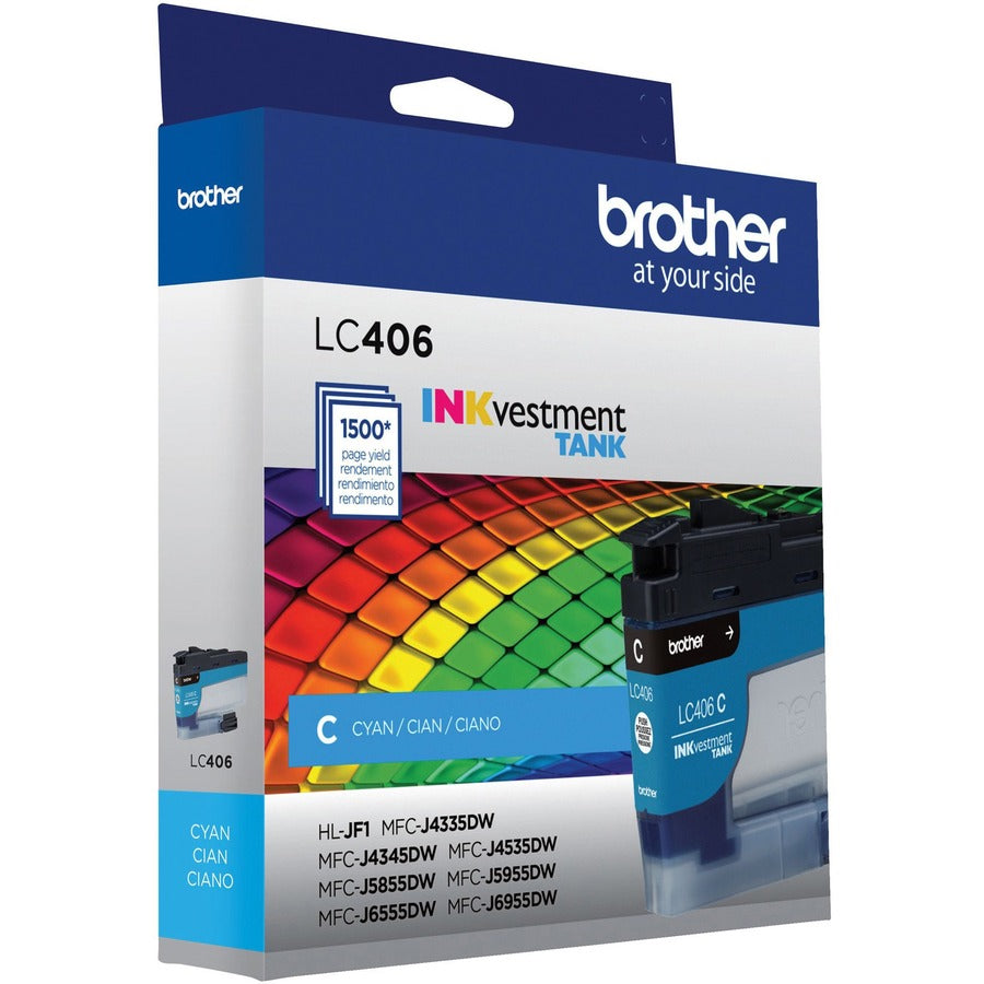 Brother INKvestment LC406C Original Standard Yield Inkjet Ink Cartridge - Single Pack - Cyan - 1 Each LC406CS