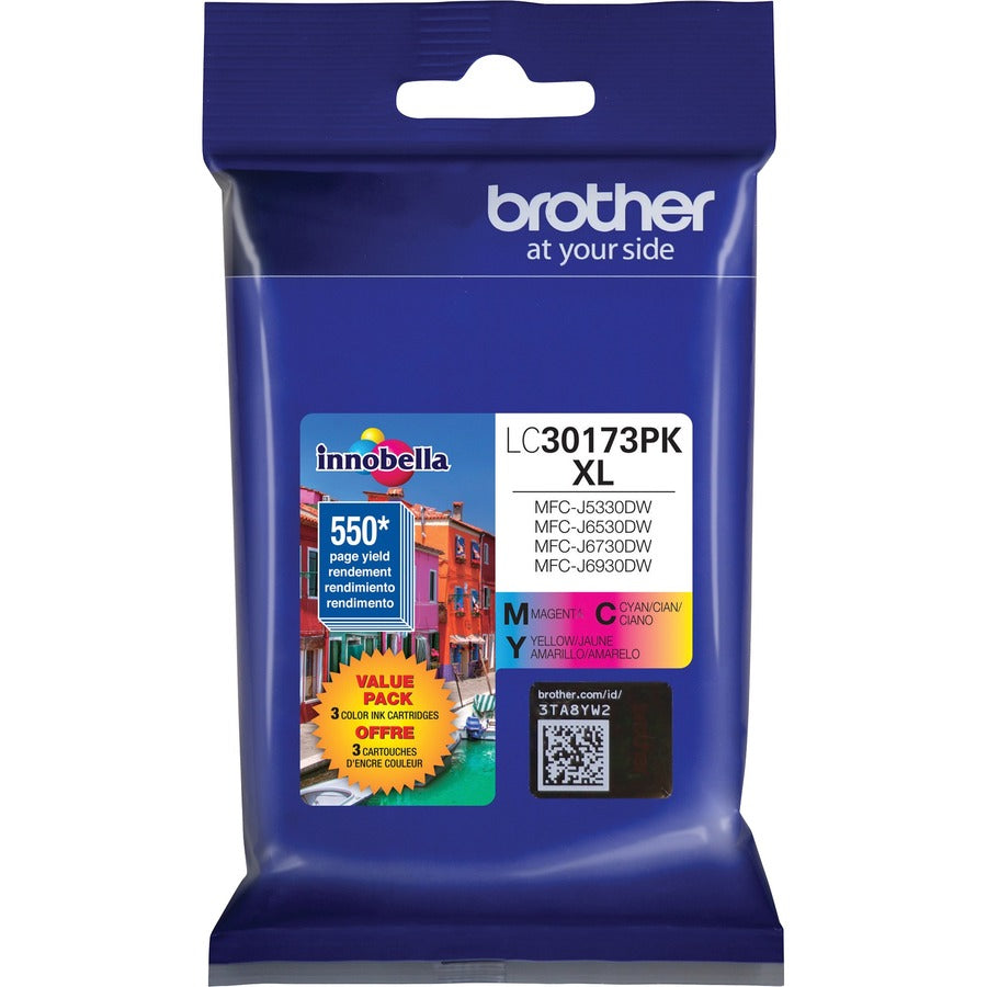 Brother Innobella LC30173PKS Original High Yield Inkjet Ink Cartridge - Value Pack - Cyan, Magenta, Yellow - 3 / Pack LC30173PKS