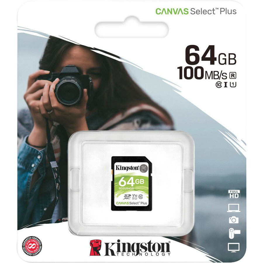 Kingston Canvas Select Plus SDS2 64 GB Class 10/UHS-I (U1) SDXC - 1 Pack SDS2/64GB