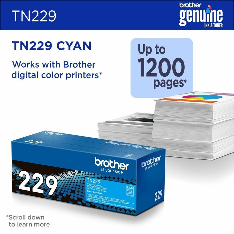 Brother Original Standard Yield Laser Toner Cartridge - Cyan - 1 Each TN229C