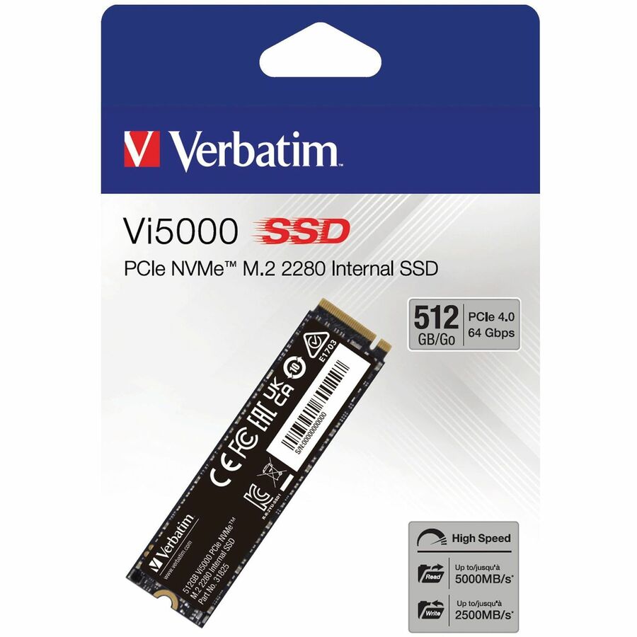 Verbatim Vi5000 512 GB Solid State Drive - M.2 2280 Internal - PCI Express NVMe (PCI Express NVMe 4.0) 31825