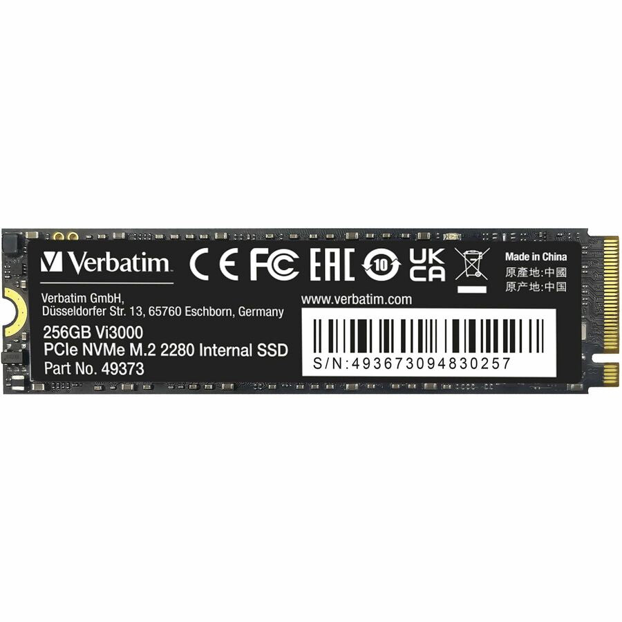 Verbatim Vi3000 256 GB Solid State Drive - M.2 2280 Internal - PCI Express NVMe (PCI Express NVMe 3.0 x4) 49373