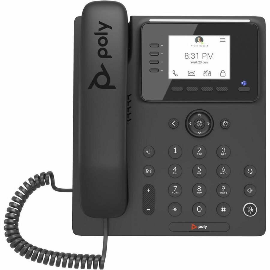 Poly CCX 350 IP Phone - Corded - Corded - Desktop, Wall Mountable - Black - TAA Compliant 848Z7AA#ABA