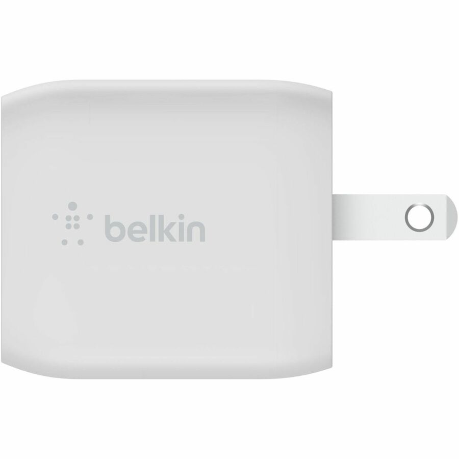 Belkin 45W Portable Dual Port GaN Wall Charger - 2xUSB-C (45W Total) - w/ USB-C to USB-C Cable - Fast Charging - Power Adapter - White WCH011DQ2MWH-B6