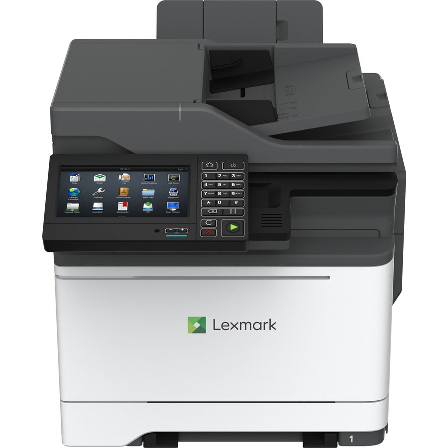 Lexmark CX625ade Laser Multifunction Printer-Color-Copier/Fax/Scanner-40 ppm Mono/Color Print-2400x600 Print-Automatic Duplex Print-100000 Pages Monthly-251 sheets Input-Color Scanner-1200 Optical Scan-Color Fax-Gigabit Ethernet 42C7780