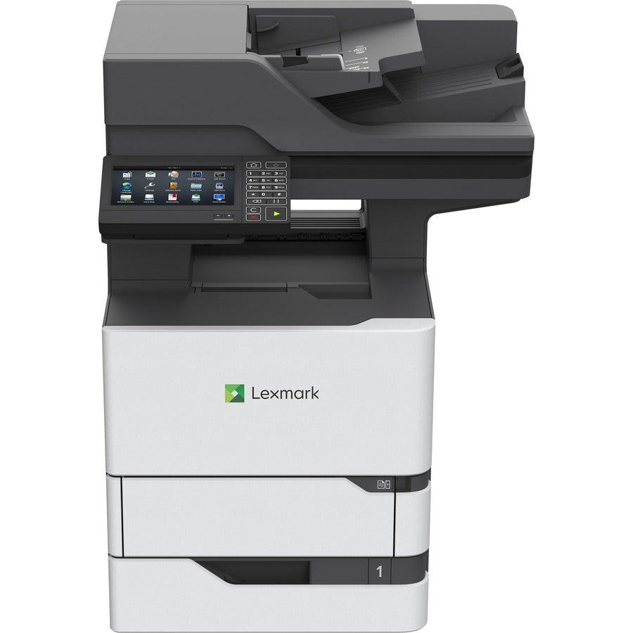 Lexmark MX720 MX722adhe Laser Multifunction Printer-Monochrome-Copier/Fax/Scanner-70 ppm Mono Print-1200x1200 Print-Automatic Duplex Print-350000 Pages Monthly-650 sheets Input-Color Scanner-600 Optical Scan-Monochrome Fax-Gigabit Ethernet 25B0001