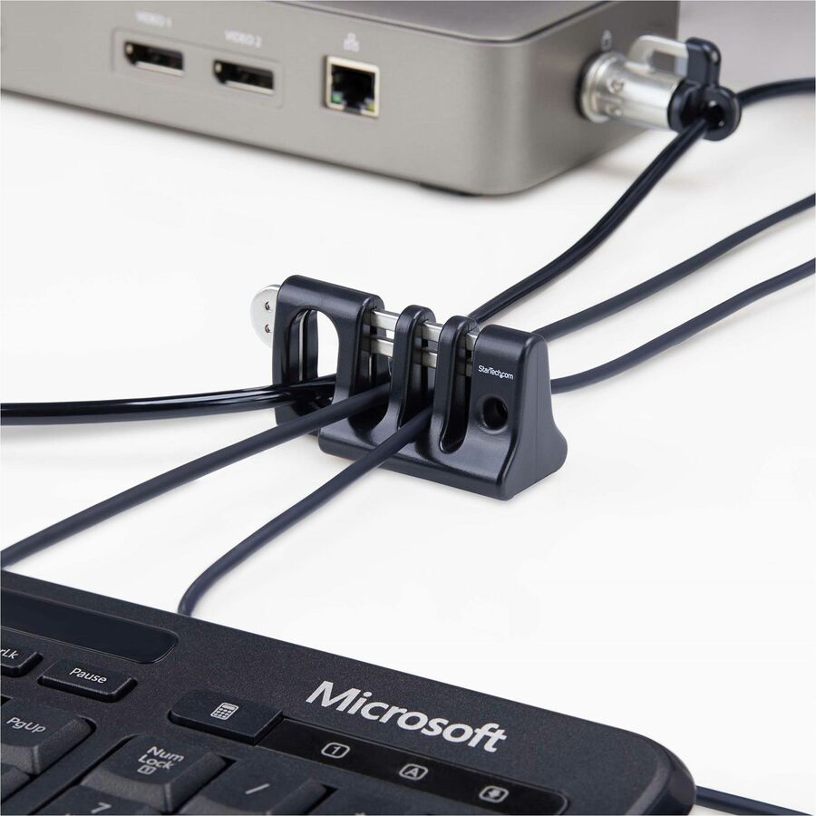 StarTech.com Peripheral Cable Anchor Lock, Secure Keyboard/Mouse For Shared Computer, Cable Trap w/Metal Plate, Use w/Laptop Security Cable CABLE-ORGANIZER-LOCK