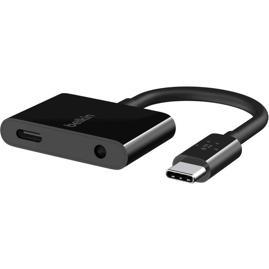 Belkin RockStar 3.5mm Audio + USB-C Charge Adapter F7U080BTBLK