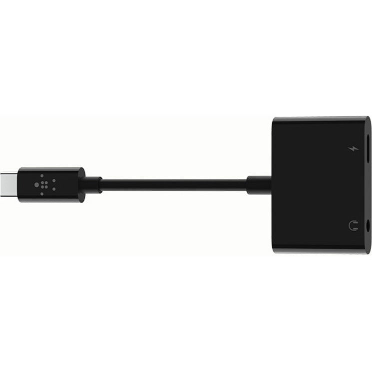 Belkin RockStar 3.5mm Audio + USB-C Charge Adapter F7U080BTBLK