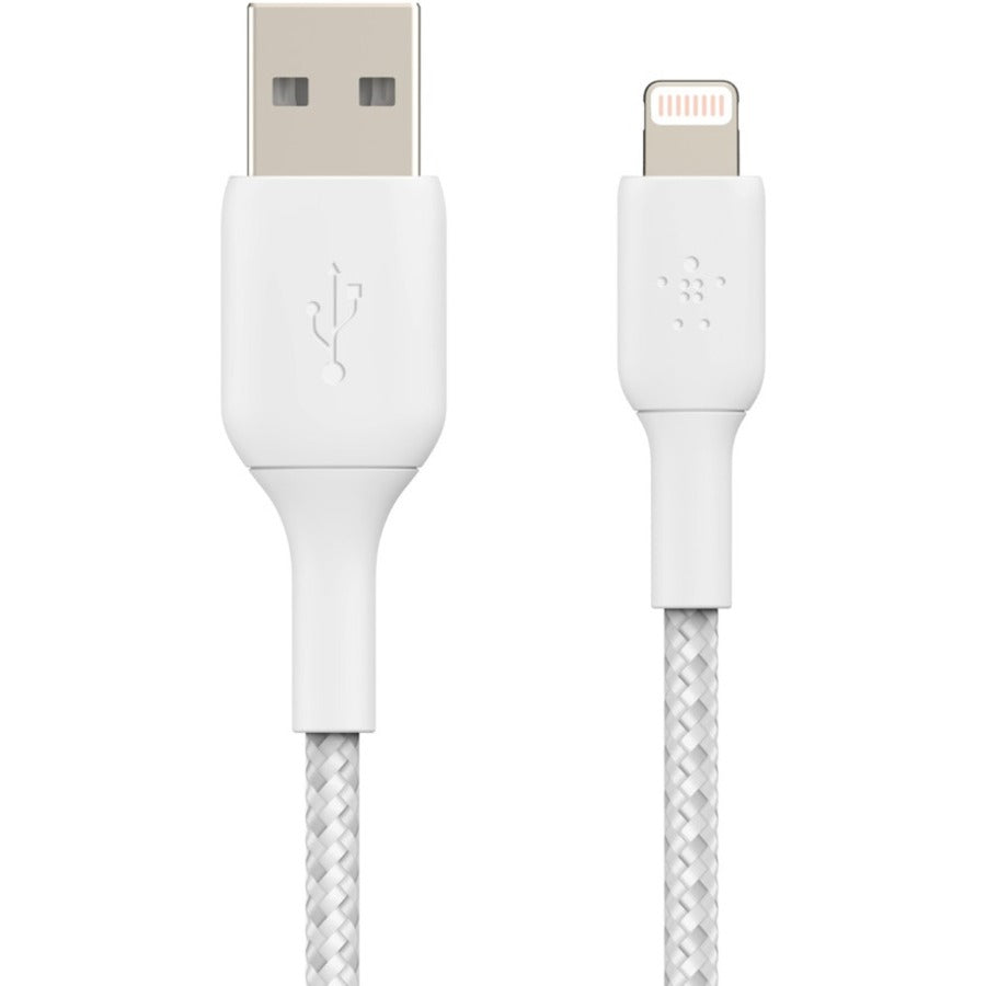 Belkin Braided Lightning to USB-A Cable (2m / 6.6ft, White) CAA002BT2MWH