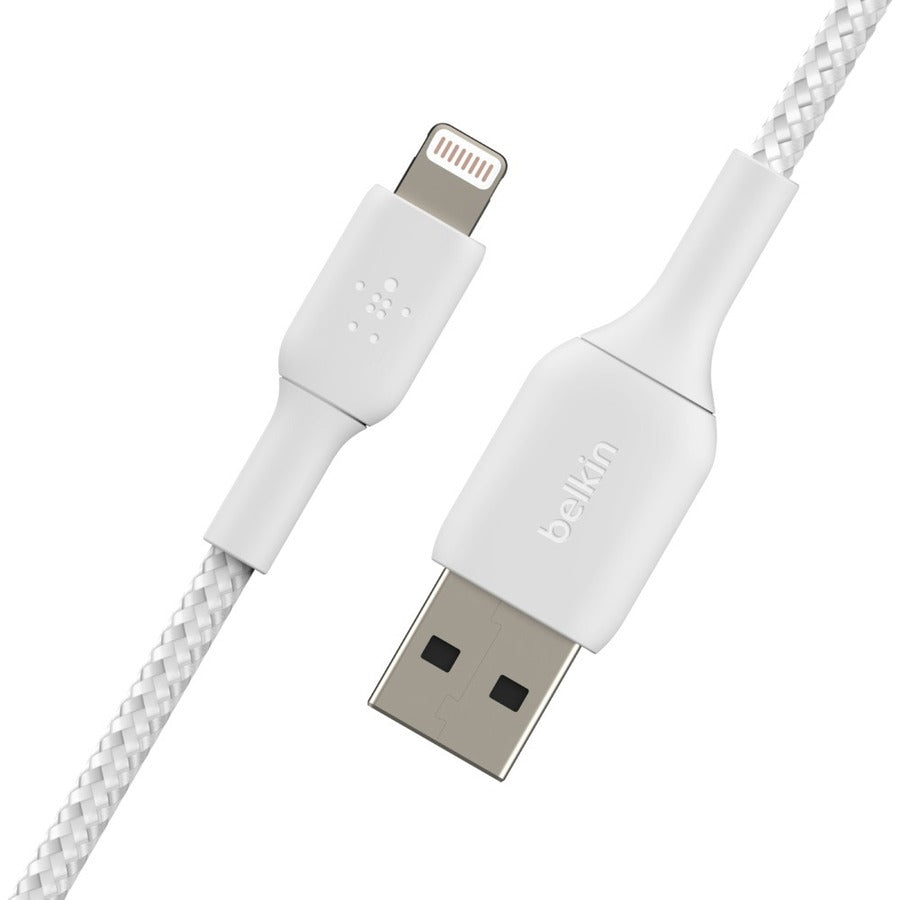 Belkin Braided Lightning to USB-A Cable (2m / 6.6ft, White) CAA002BT2MWH