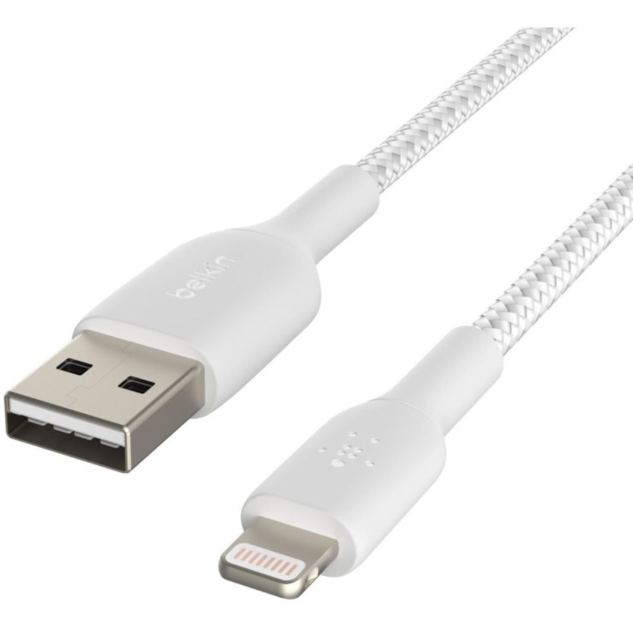 Belkin Braided Lightning to USB-A Cable (2m / 6.6ft, White) CAA002BT2MWH