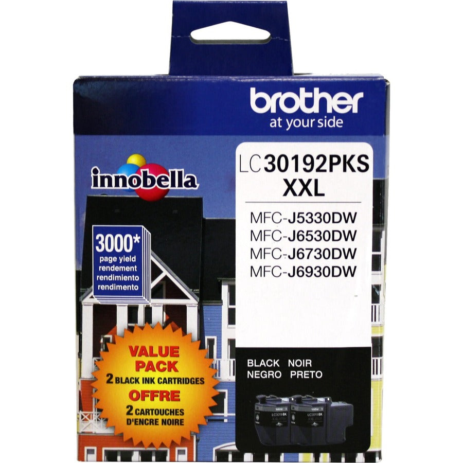 Brother Innobella Original Super High (XXL Series) Yield Inkjet Ink Cartridge - Black - 2 Pack LC30192PKS