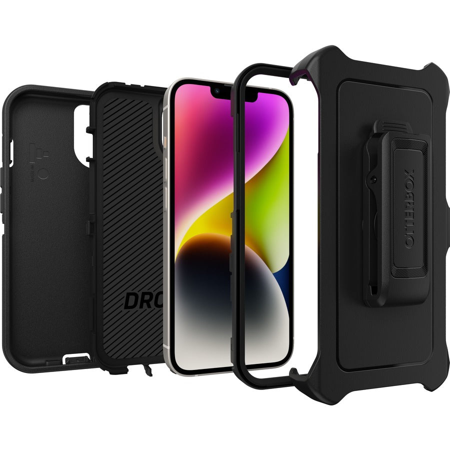 OtterBox Defender Rugged Carrying Case (Holster) Apple iPhone 13 Smartphone - Black 77-85437