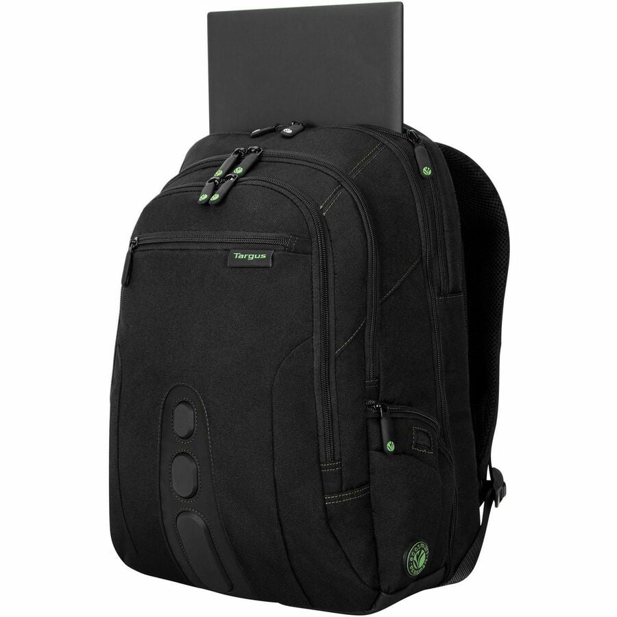 Targus Spruce EcoSmart TBB013US Carrying Case (Backpack) for 15.6" to 16" Notebook, Workstation, Accessories - Black, Green - TAA Compliant TBB013US-92