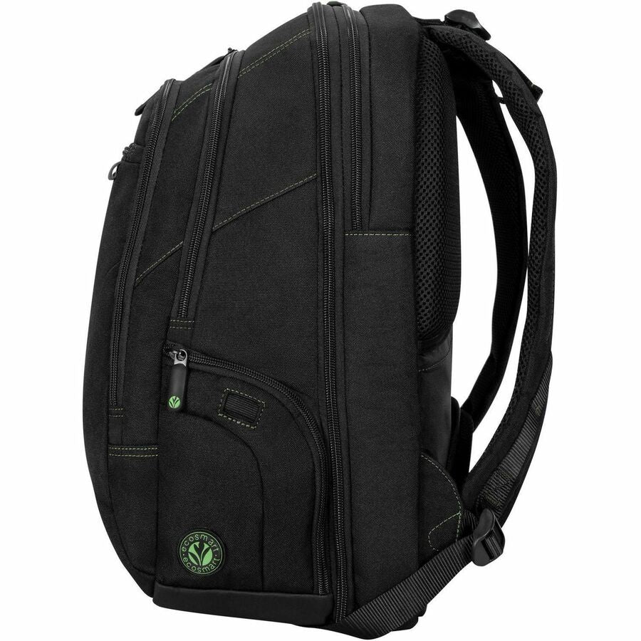 Targus Spruce EcoSmart TBB013US Carrying Case (Backpack) for 15.6" to 16" Notebook, Workstation, Accessories - Black, Green - TAA Compliant TBB013US-92