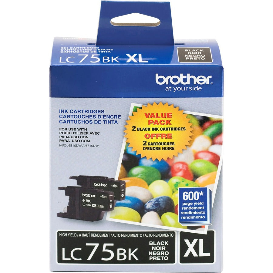 Brother LC75BK Original Ink Cartridge LC752PKS