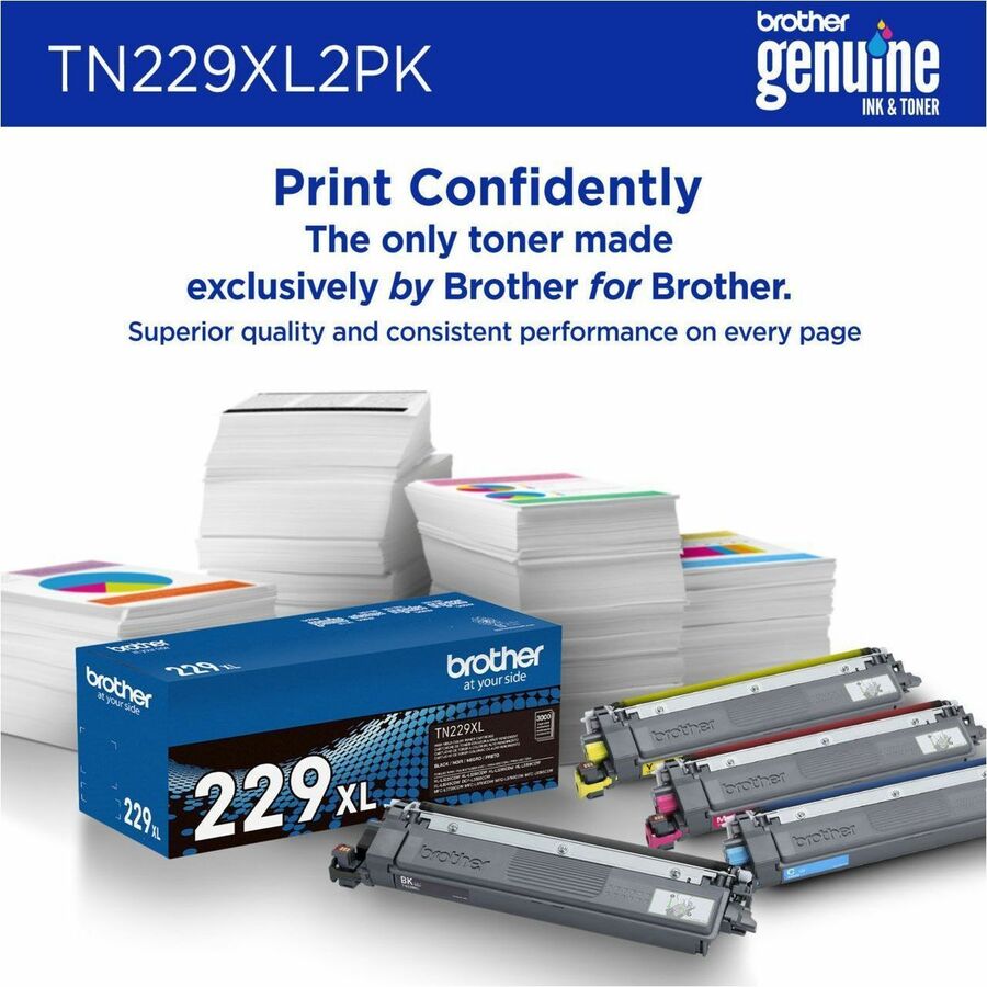 Brother Original High Yield Laser Toner Cartridge - Twin-pack - Black - 2 Pack TN229XL2PK