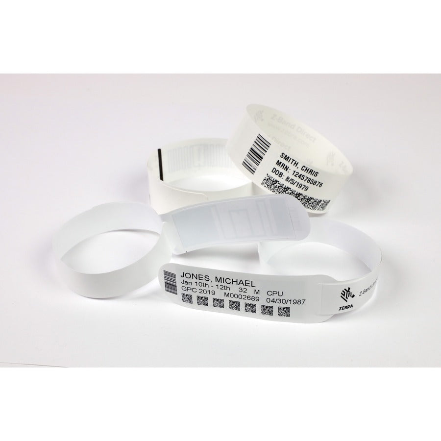 Zebra Wristband Polypropylene 1 x 11in Direct Thermal Zebra Z-Band Direct 1 in core 10005008