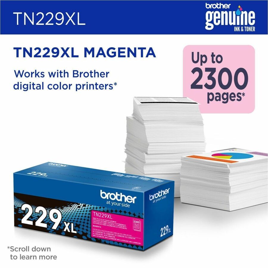 Brother Original High Yield Laser Toner Cartridge - Magenta - 1 Each TN229XLM