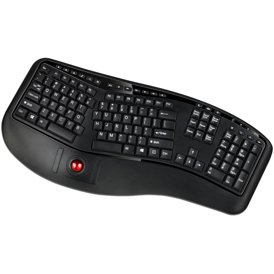 Adesso 2.4 GHz Wireless Ergonomic Trackball Keyboard WKB-3500UB