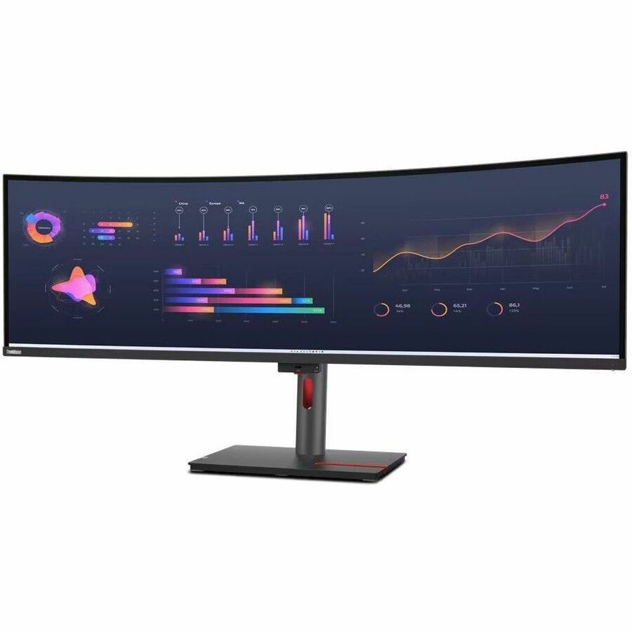 Lenovo ThinkVision P49W-30 49" Class Dual Quad HD (DQHD) Curved Screen LED Monitor - 32:9 - Raven Black 63DBRAR1US