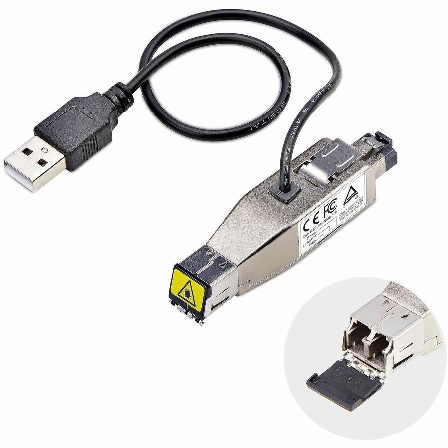 StarTech.com Gigabit Fiber to RJ45 Ethernet Media Converter Dongle, USB Powered, SMF/MMF, Single/Multimode Optical Fiber, Metal Housing D01ML55U-FIBER-MEDIA