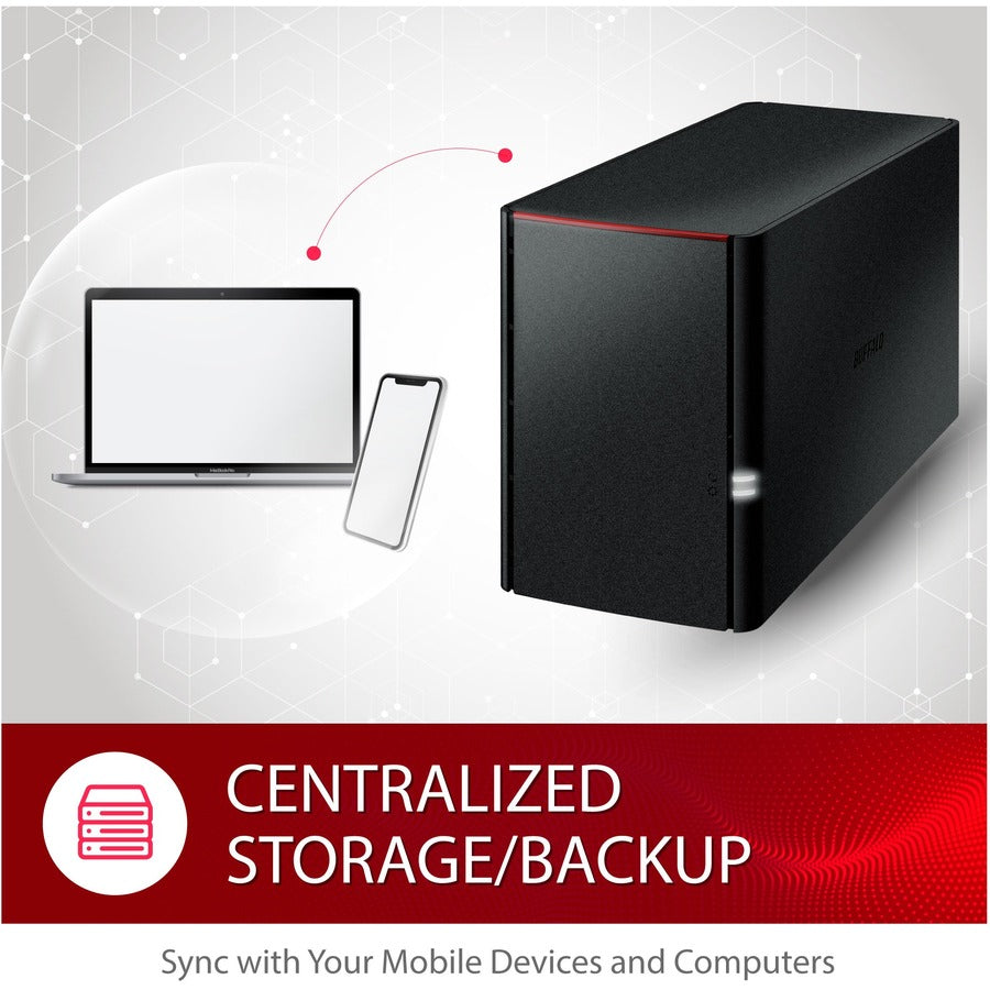 BUFFALO LinkStation SoHo 220 Home-Office NAS Storage 4TB Personal Cloud Hard Drives Included LS220D0402B